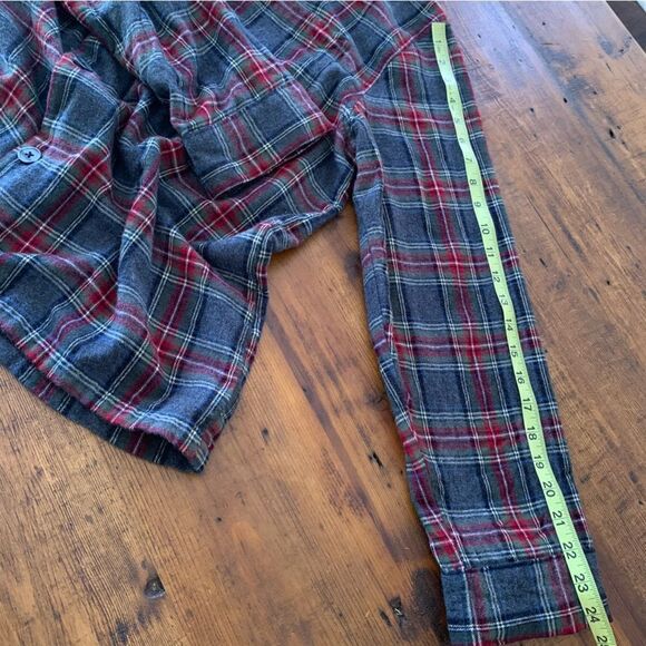 LL Bean Plaid Gray Red Short 100% Cotton Flannel Sz M Short - Picture 6 of 8